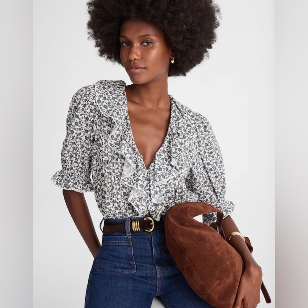 Madewell Ruffled Pintuck Top